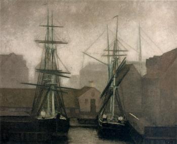 威爾漢姆 哈莫脩依 View of the Greenland Trading Company Docke 威爾漢姆 哈莫脩依 View of the Greenland Trading Company Docke